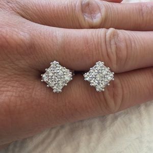 Diamond Shaped Cubic Zirconia Small Hoop Studs